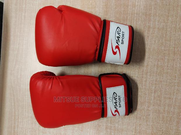 A Pair of Leather Boxing Glove 16oz Red - thumbnail 5