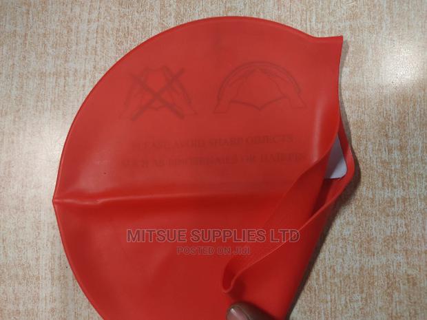 Silicone Swim Cap for Adults- Red - thumbnail 2