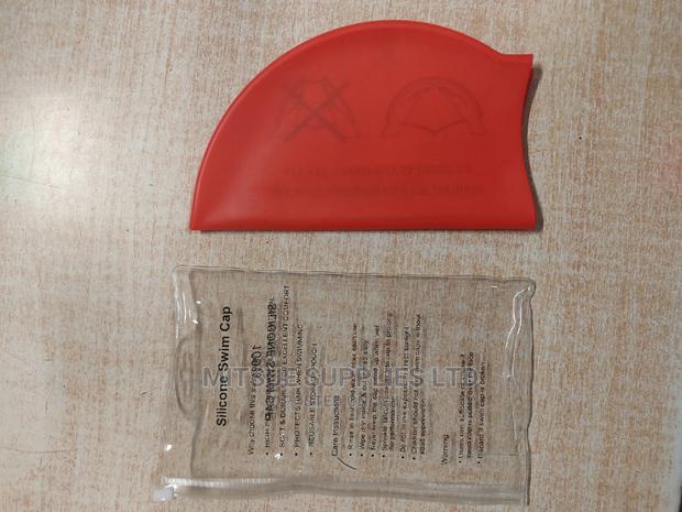 Silicone Swim Cap for Adults- Red - thumbnail 3