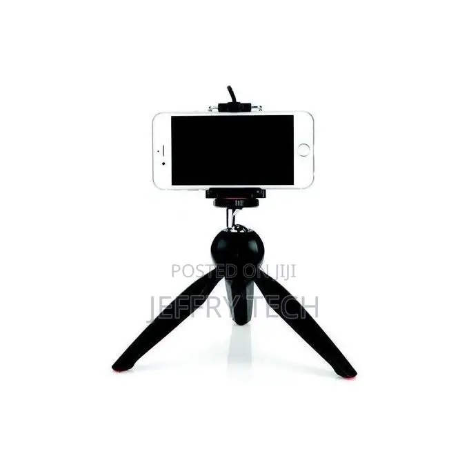 Mini Tripod Mount With Phone Holder Clip - Black