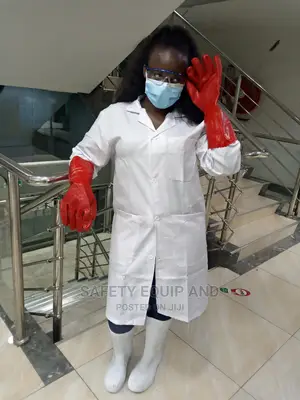 White Lad Coat With Red Gloves