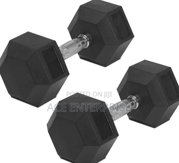 10kgs Hexagon Dumbbell Coated With Rubber - main view