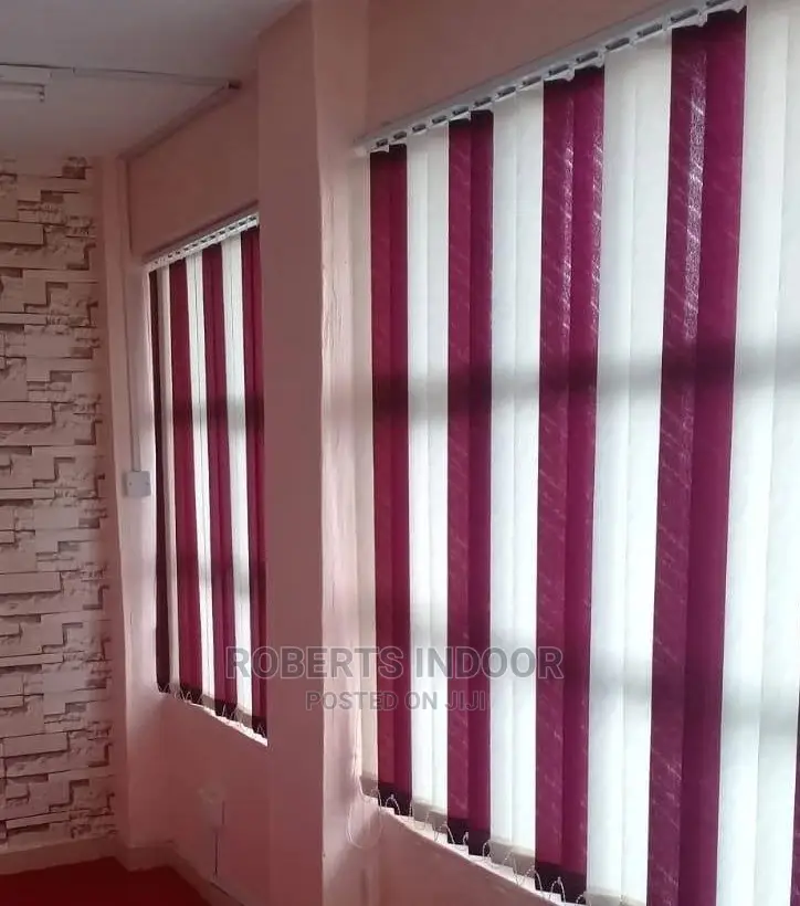 Maroon and White Window Blinds