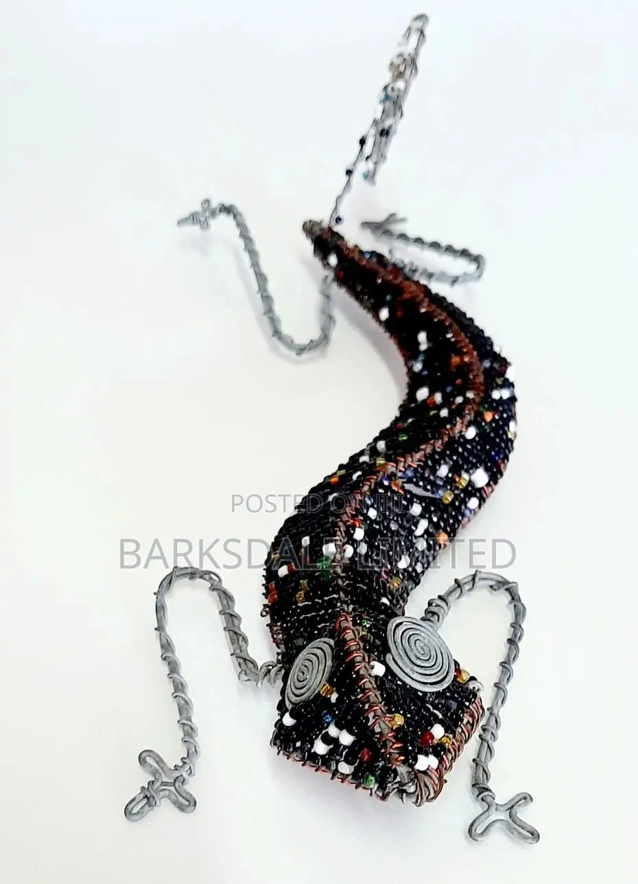 African Crafted Wire Gecko Beads Animal Lizard Sculptures