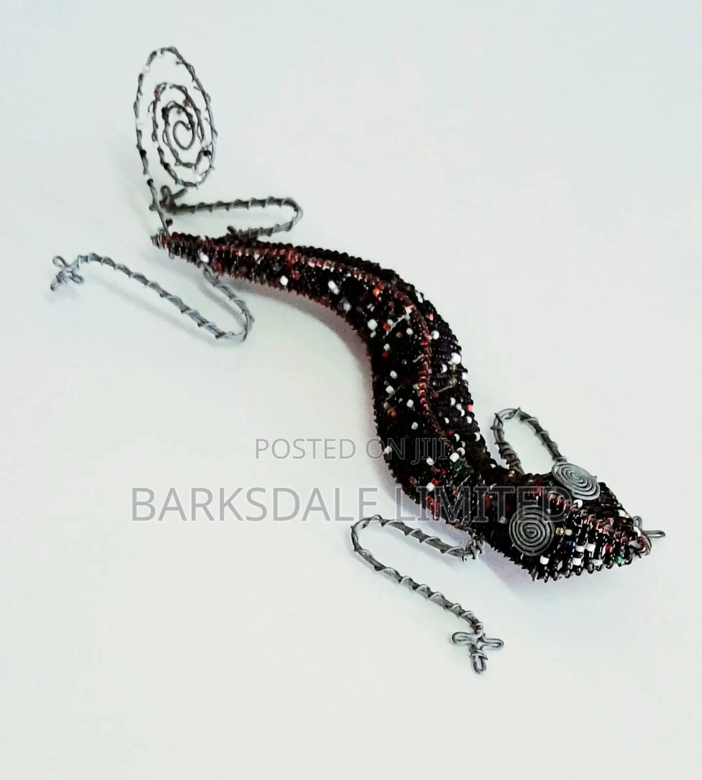 African Crafted Wire Gecko Beads Animal Lizard Sculptures