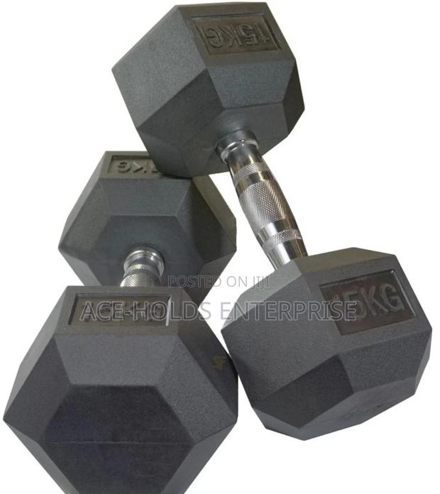15kgs Hexagon Dumbbells.