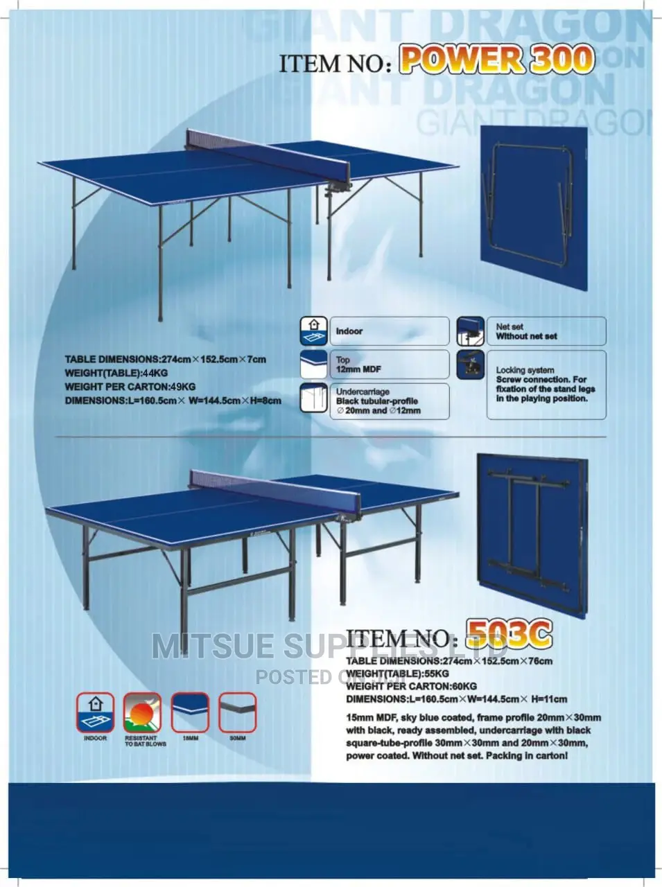 Professional Table Tennis Table Without Wheels