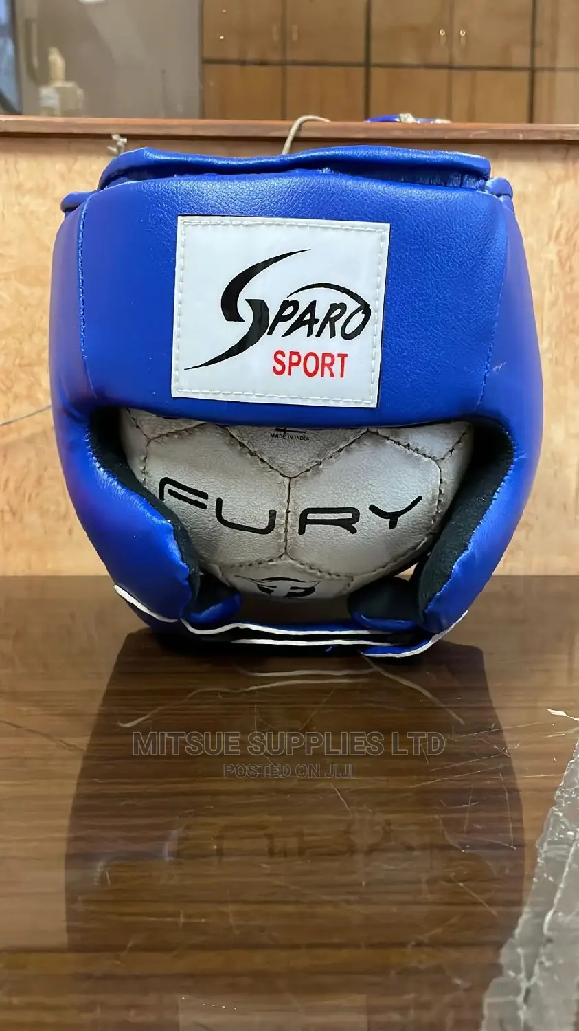 Sparo Leather Boxing Head Guard- Blue