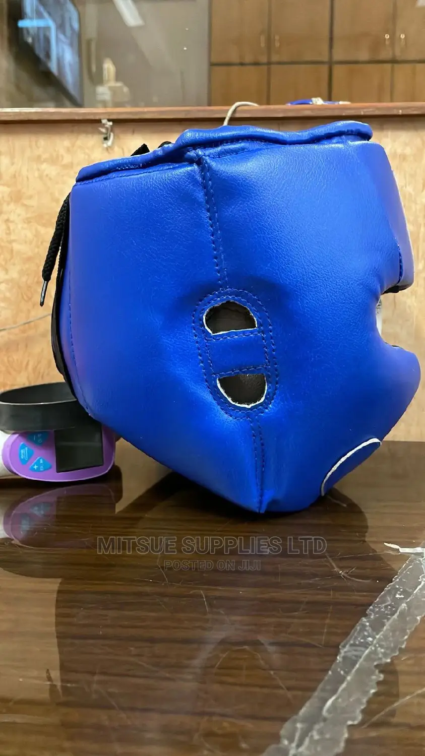 Sparo Leather Boxing Head Guard- Blue
