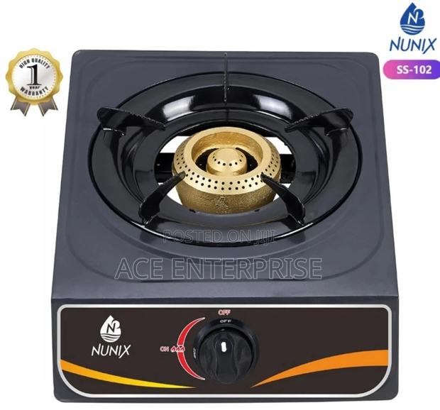 Black Stainless Steel Nunix Single Burner Gas Cooker - main view