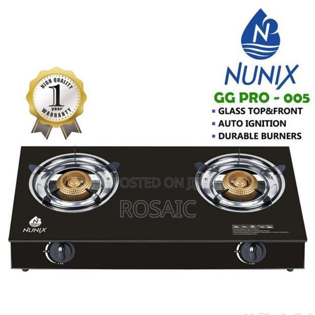 Black Nunix 2 Burner With Glass Top Auto Ignition