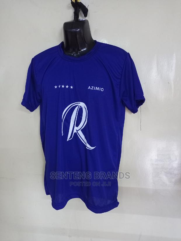 Royal Blue Printed Polyester Tshirts Good Quality - thumbnail 3