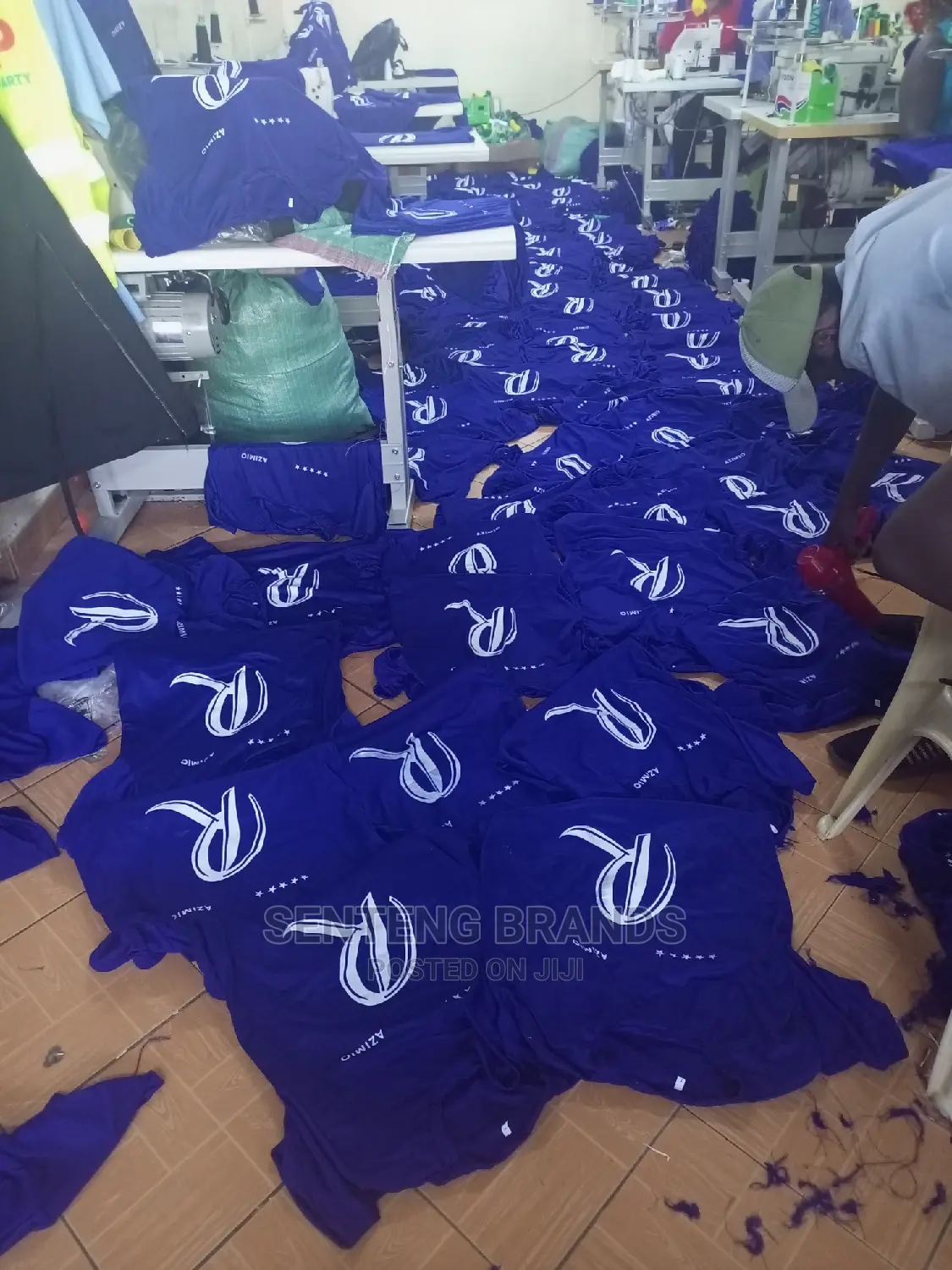 Royal Blue Printed Polyester Tshirts Good Quality