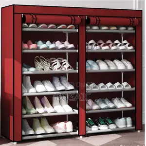 Maroon Double Shoe Rack With Cover