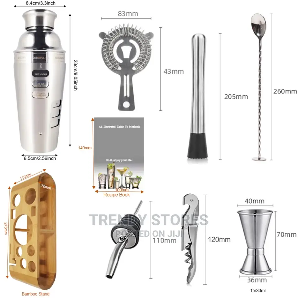 750ML Boston Cocktail Shaker Bar Tools Set