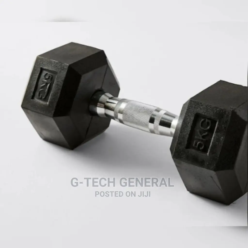 Hexagon Dumbbells Rubber Coated-5kg Single Hand