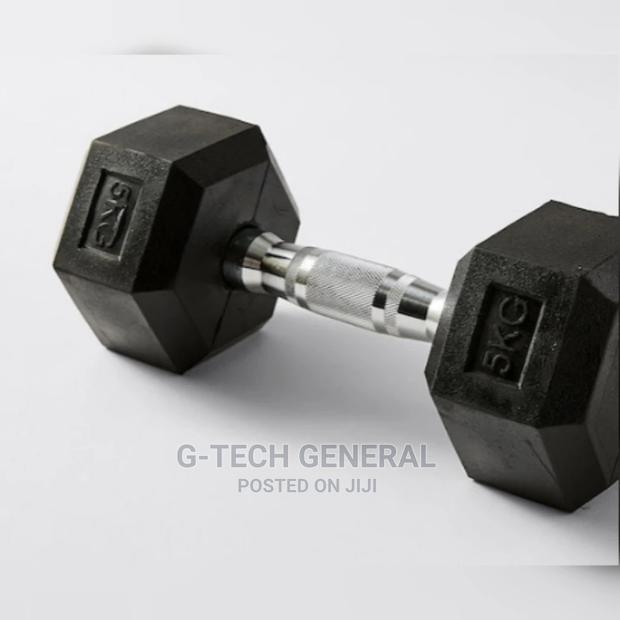 Hexagon Dumbbells Rubber Coated-5kg Single Hand