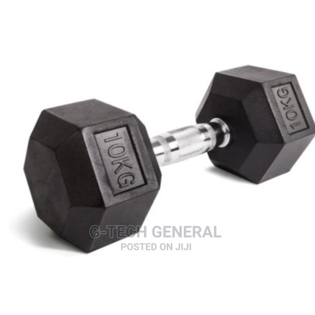Rubber Coated Hexagon Dumbbells -10kg Single Hand