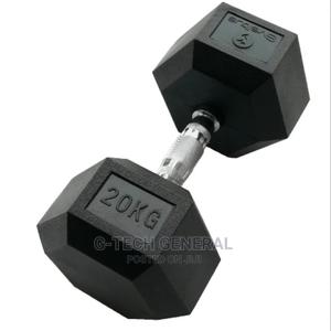 Rubber Coated Hexagon Dumbbells 20kg-Single Hand - thumbnail 2