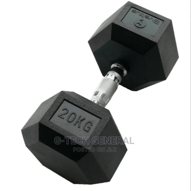 Rubber Coated Hexagon Dumbbells 20kg-Single Hand