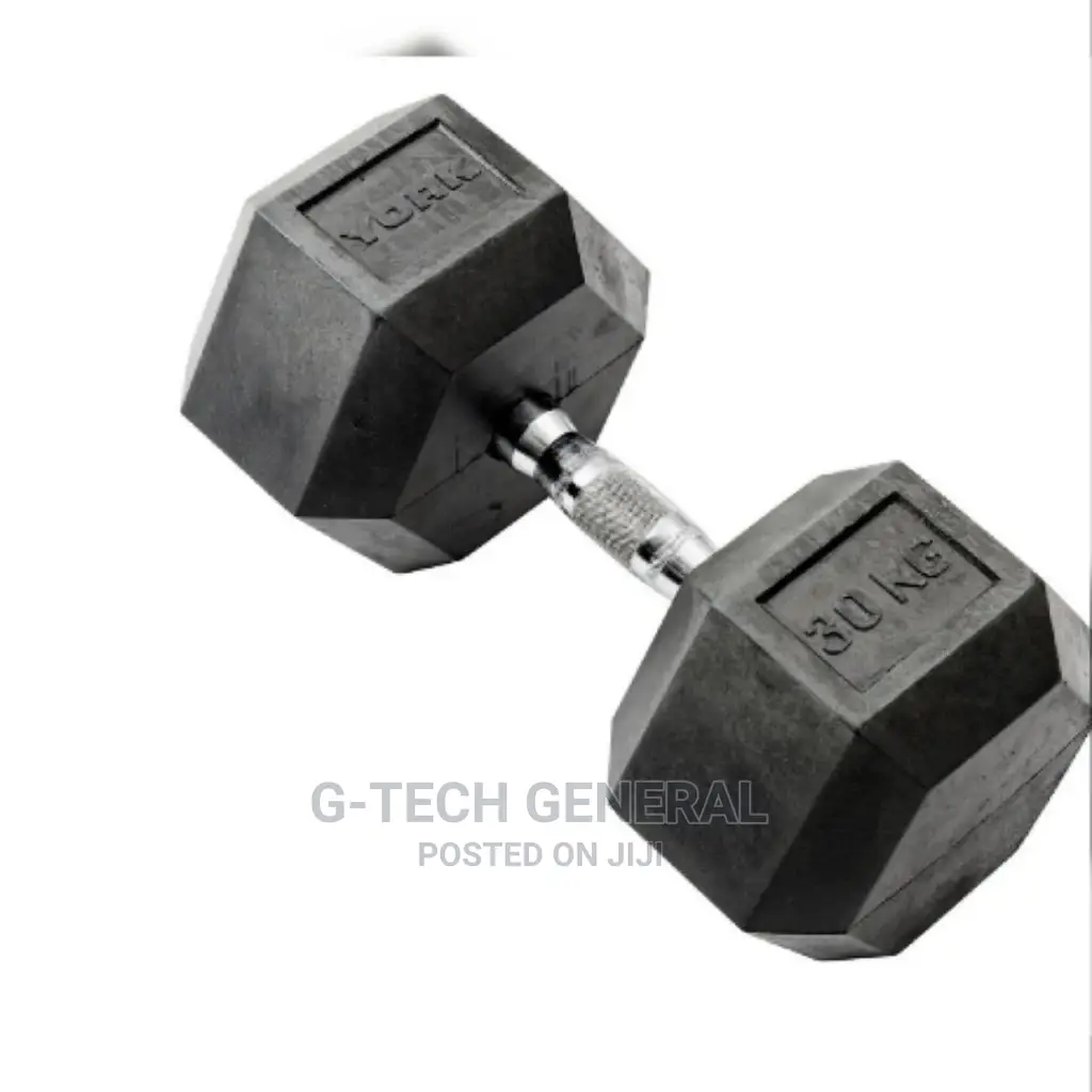 Rubber Coated 30kg Hex Dumbbell