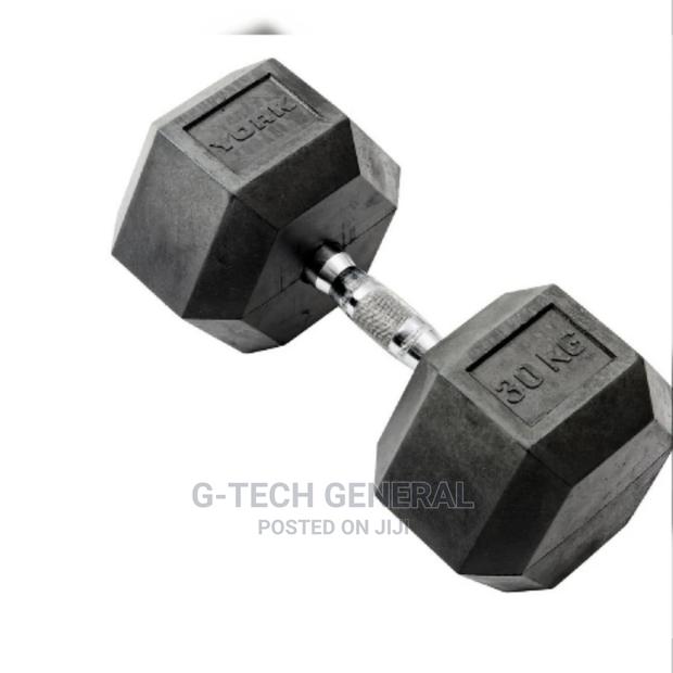 Rubber Coated 30kg Hex Dumbbell