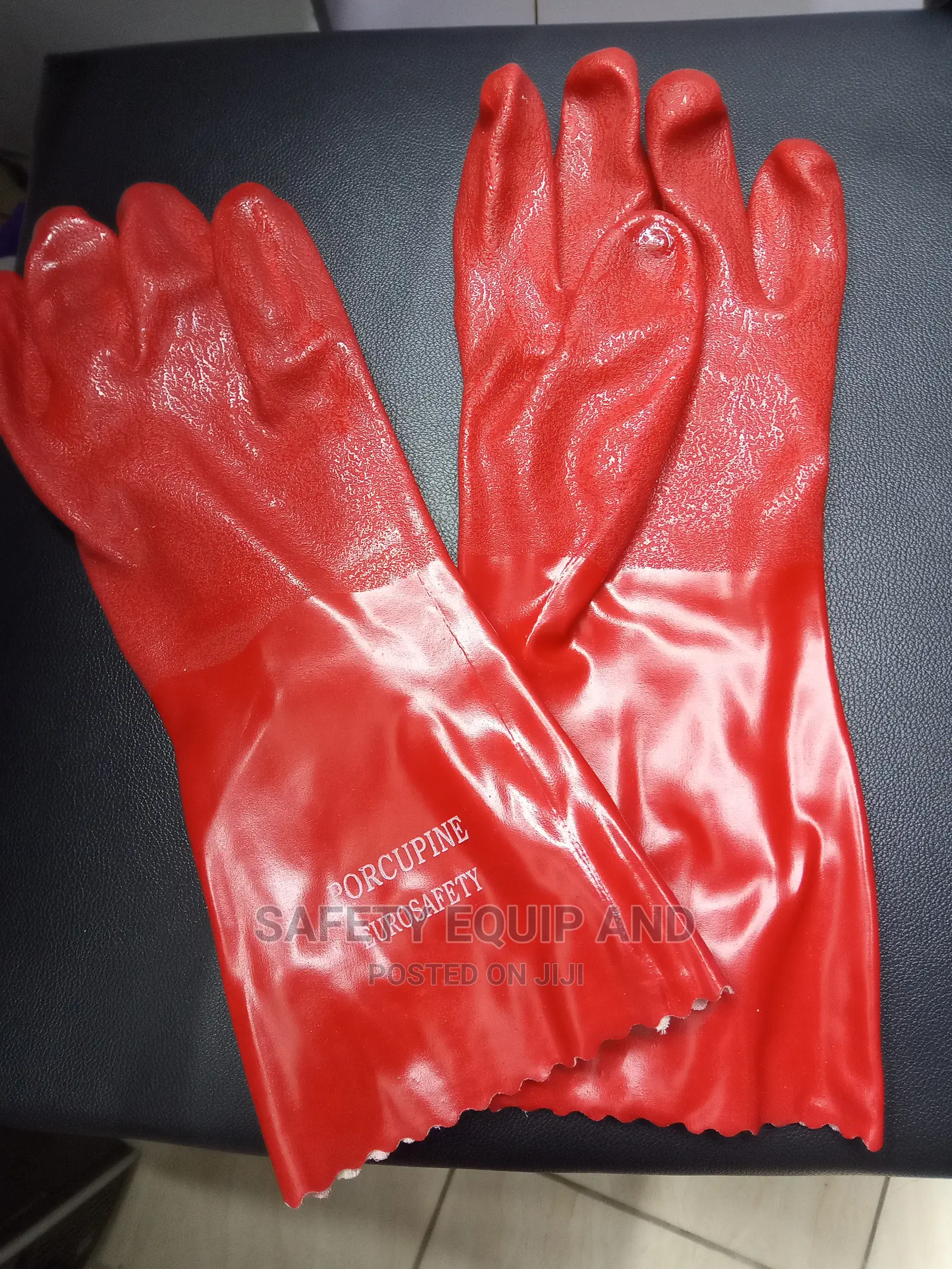 Long Red Pvc Water Resistant Gloves