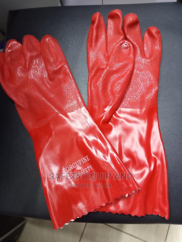 Long Red Pvc Water Resistant Gloves - main view