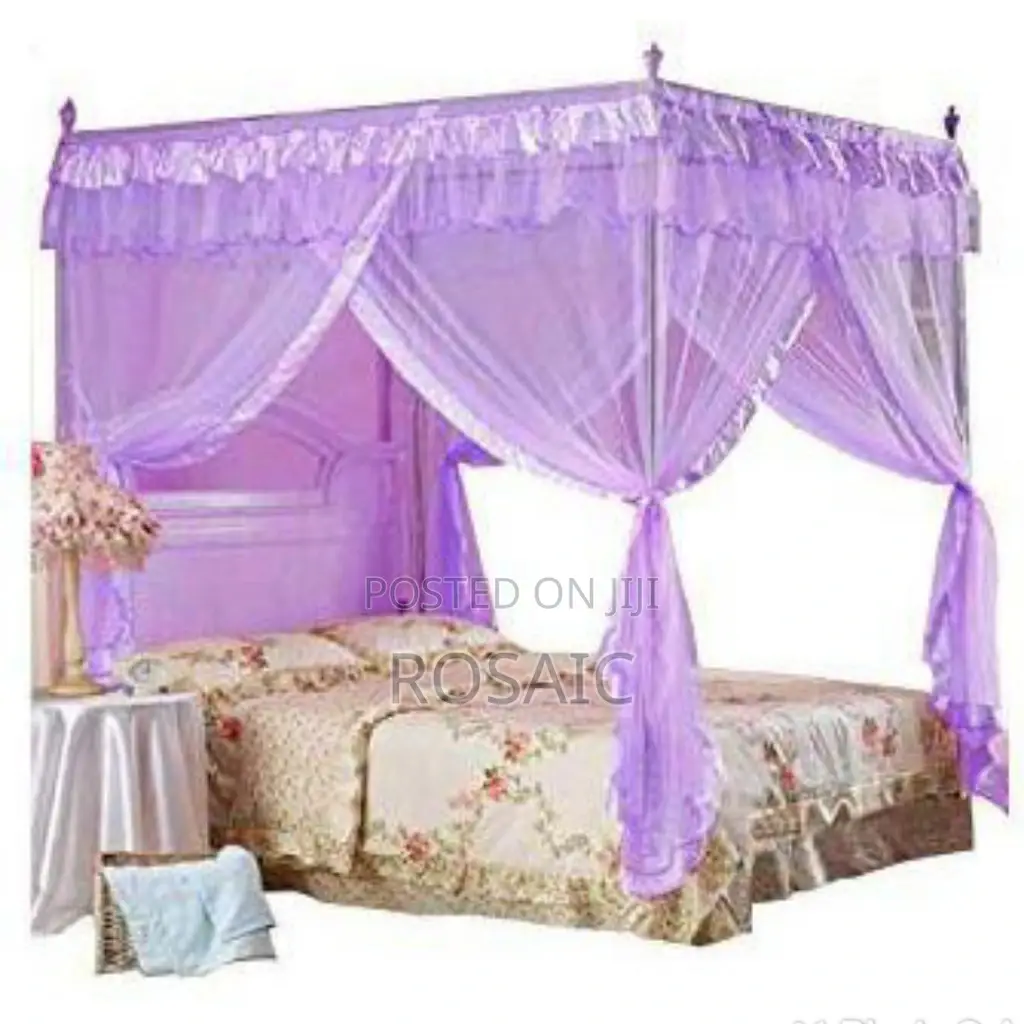 Purple 4 Stands Mosquito Net