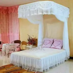 White 2 Stands Rail Mosquito Net