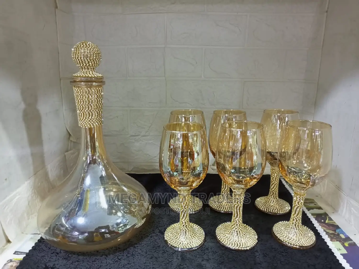 Wine Decanter/Golden Wine Decanter and Wine Glass