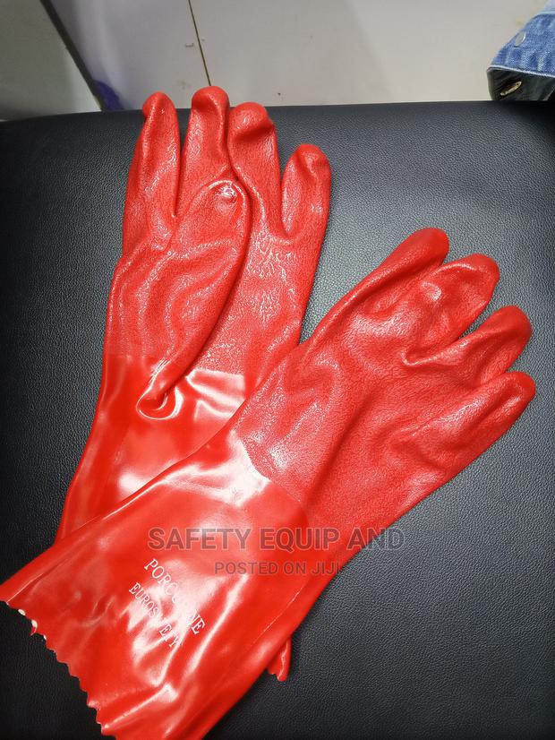 PVC Dipped Cotton Liner Long Chemical Gloves