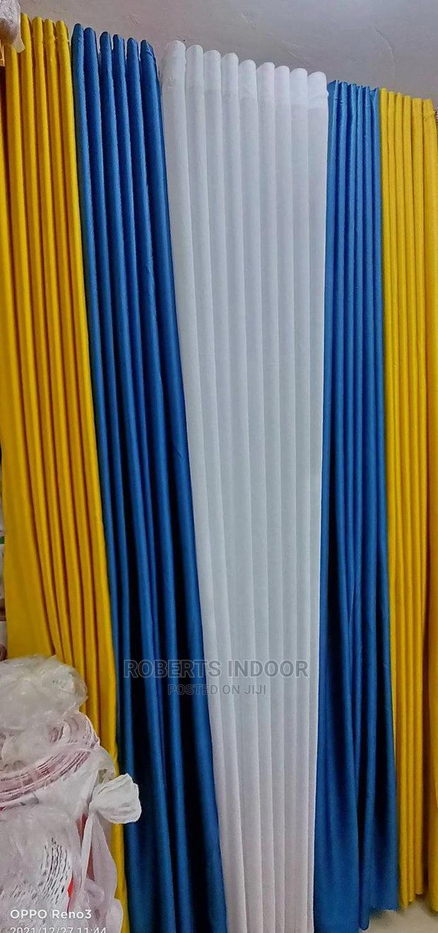 Elegant Sky Blue and Yellow Curtains - main view