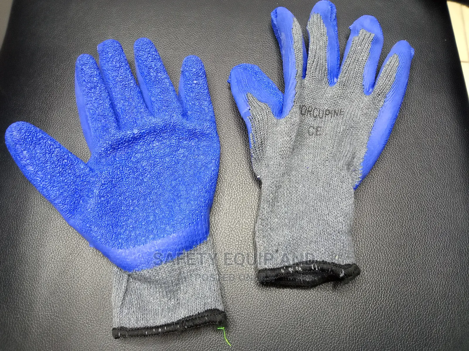 Grey and Blue Coated Diamond Grip Gloves