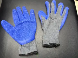 Grey and Blue Coated Diamond Grip Gloves