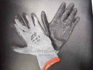 Grey and Blue Coated Diamond Grip Gloves