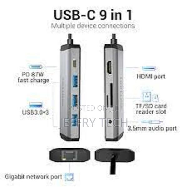 Vention Multifunction Type C to Hdmi/Usb3.0*3/Tf/Sd/Rj45/3.5