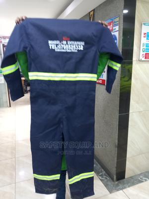 Navy Blue Reflective Safety Overalls With Buttons - main view