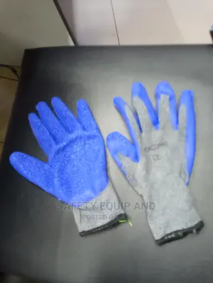 Grey With Blue Diamond Grip Gloves for Qll Types of Work
