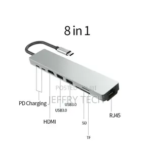 Type-C to HDMI 4K VGA Adapter Rj45 Lan Ethernet SD TF Usb-C