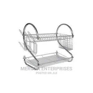 2 Tier Stainless Steel Dish Drainer Drying Rack - Silv