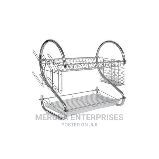 2 Tier Stainless Steel Dish Drainer Drying Rack - Silv - main view