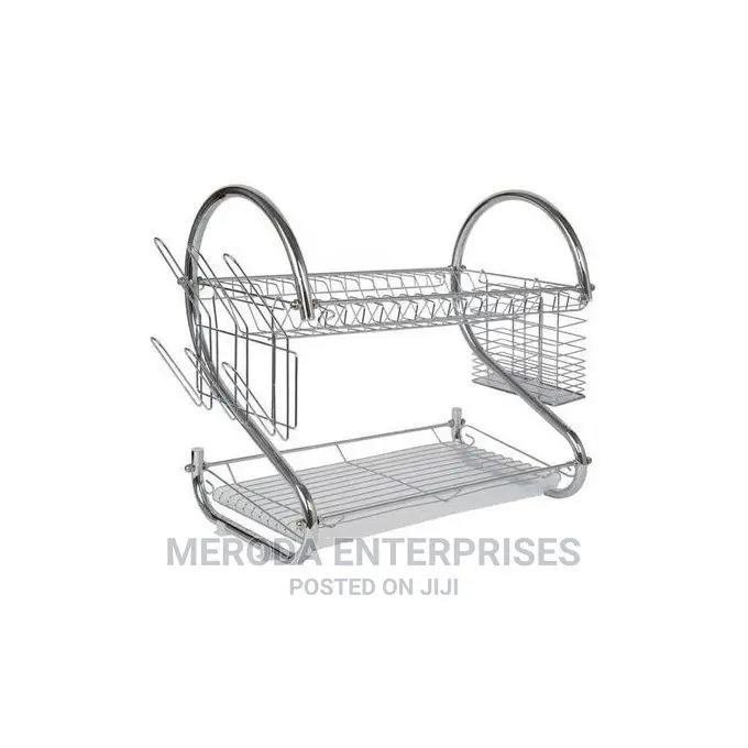 2 Tier Stainless Steel Dish Drainer Drying Rack - Silv