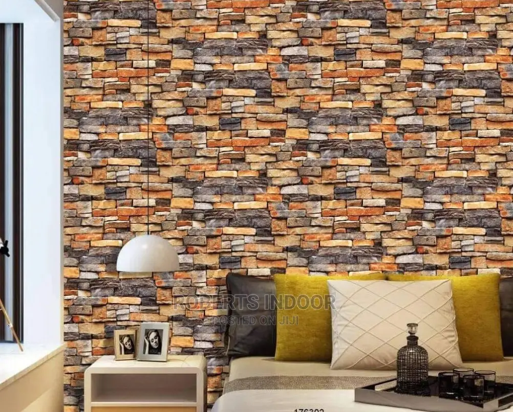 Brick Brown Elegant Wallpaper