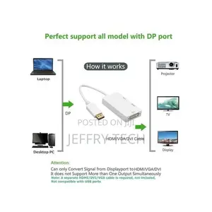 3in1 Display Port Male 20pin to DVI HDMI VGA Female 1080P HD