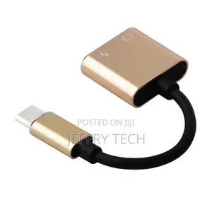 2 in 1 Typec to 35mm AUX Audio Headphone Adapter Charger Cab