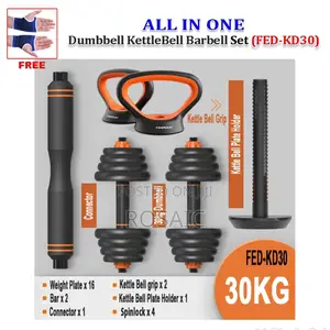 All in One 30 KGS Kettle Bell With Barbell Set