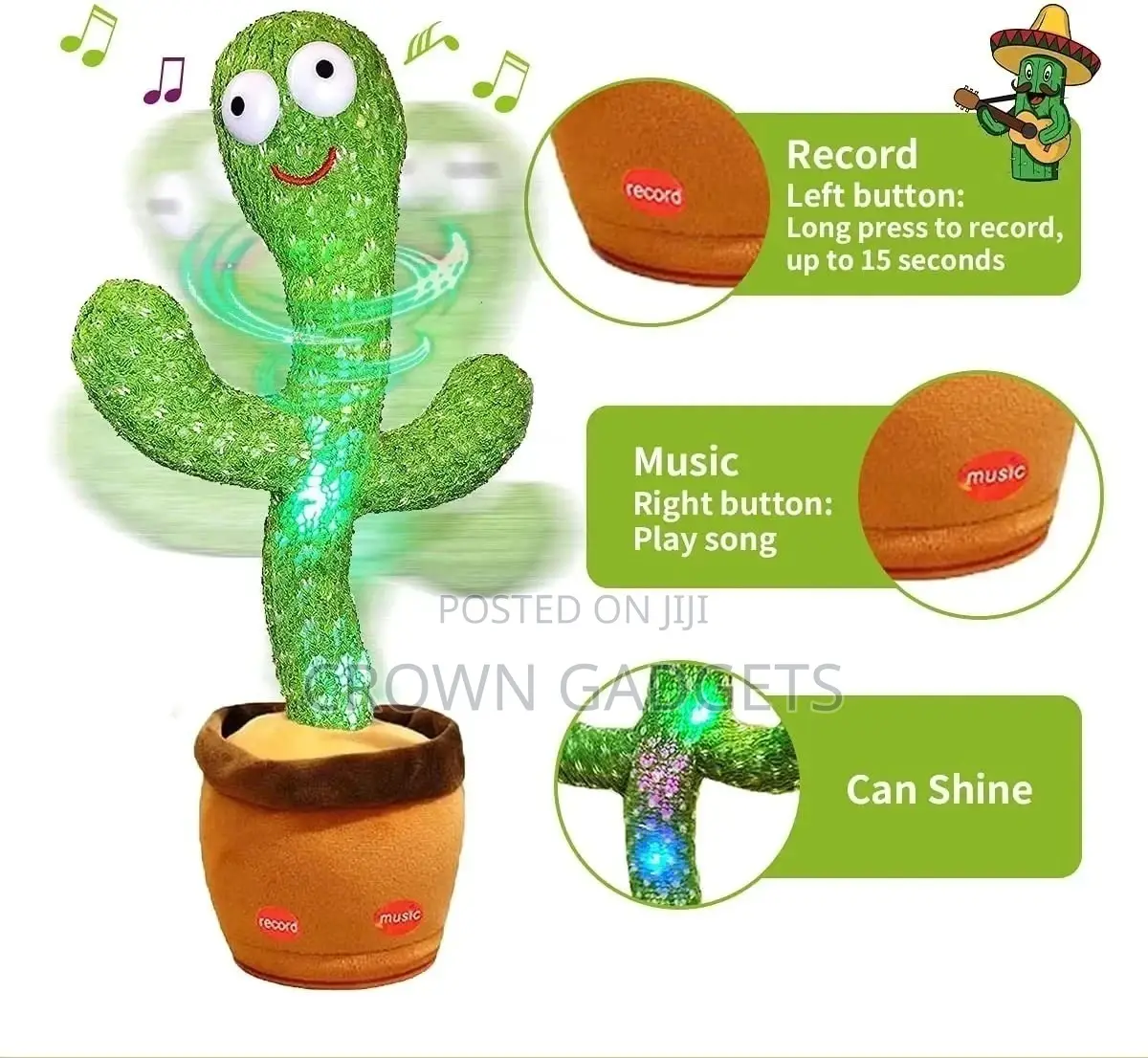 Dancing Cactus Toy Song Singing,Talking,Record and Repeat