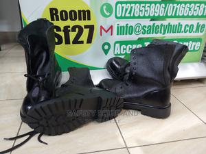 Long Black Action Leather Combat Boots - thumbnail 2