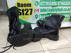 Long Black Action Leather Combat Boots
